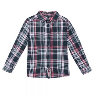 Image of 3 Pommes Boys Red and Navy Checked Shirt