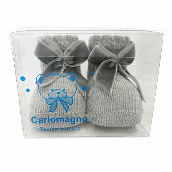 Carlomagno Grey Ankle Socks With Bow