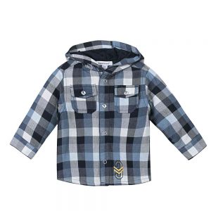 Image of 3 Pommes Baby Boys Blue Checked Shirt