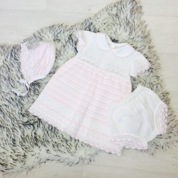 Pex Baby Girls White Knitted Dress Set
