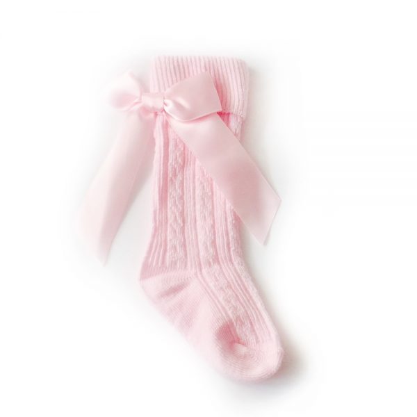 Baby Girls Pink Knee High Bow Socks