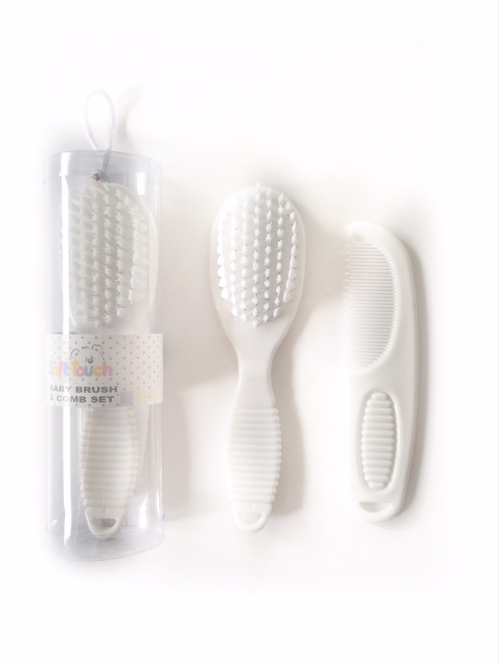 White Baby Hairbrush & Comb Set 