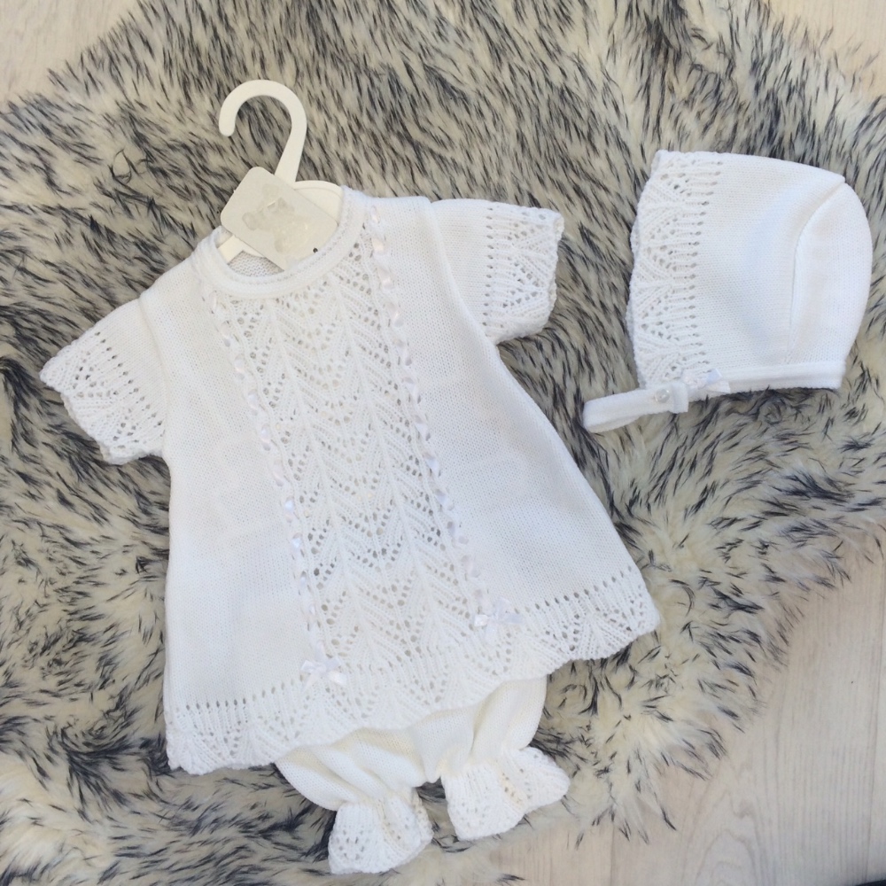 Baby Girls White Knitted Dress