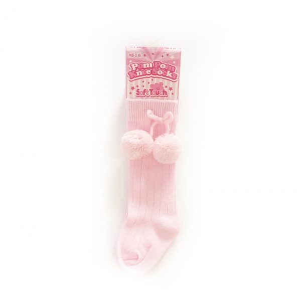 Baby Girls Pink Knee High Pom Pom Socks