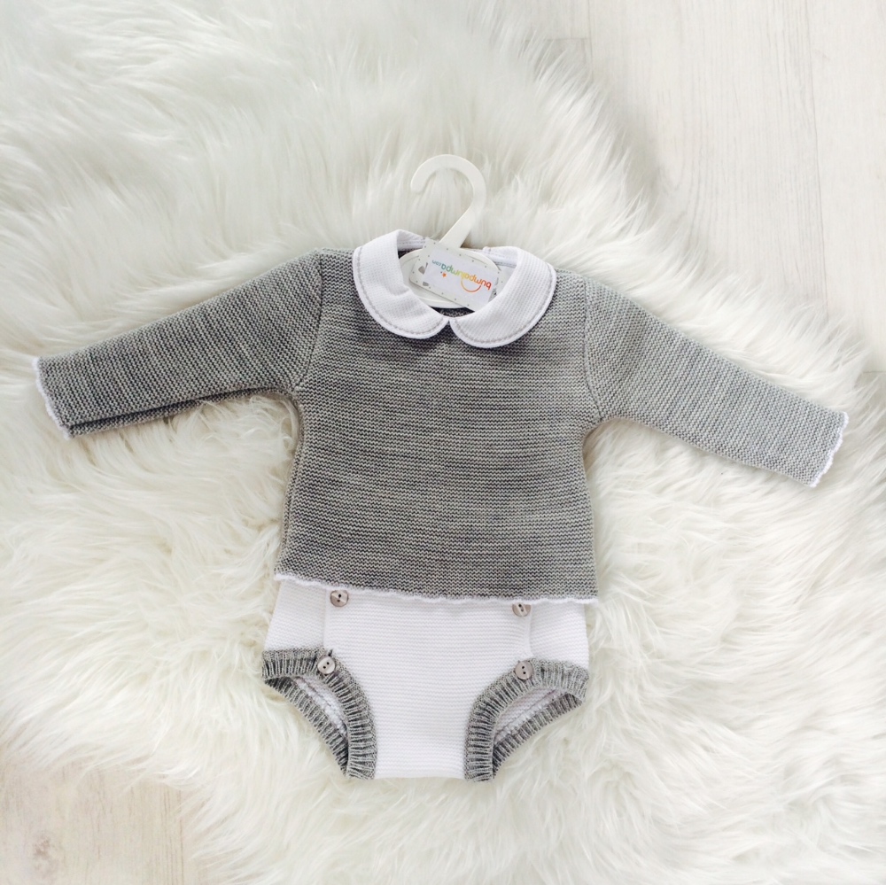 Baby Boys Grey Top & White Shorts Set