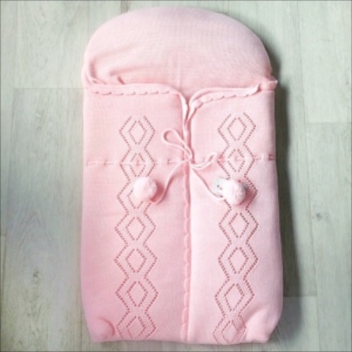 Baby Girls Pink Knitted Pram Nest