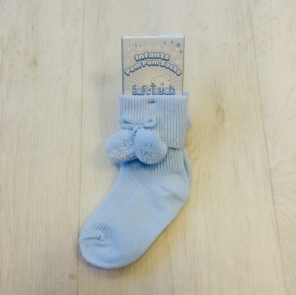 Baby Blue Pom Pom Ankle Socks