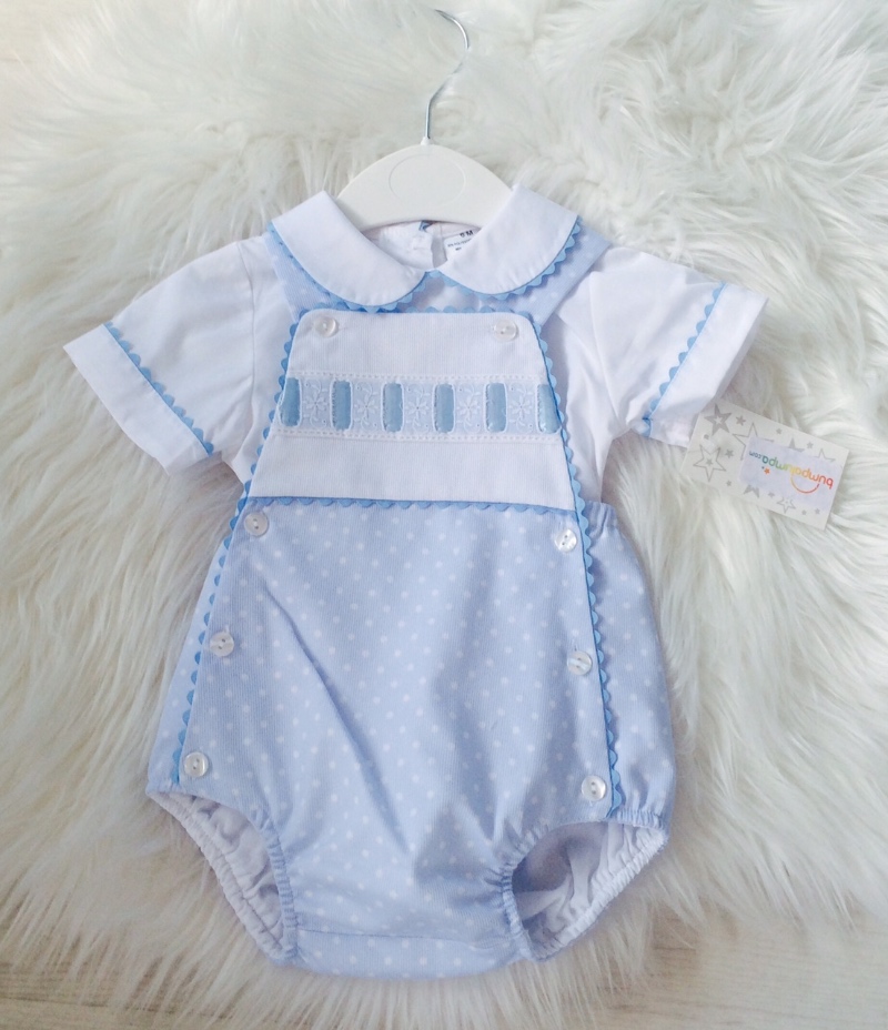 Baby Boys Blue Romper Shorts Set Blue Romper Suit Bumpalumpa