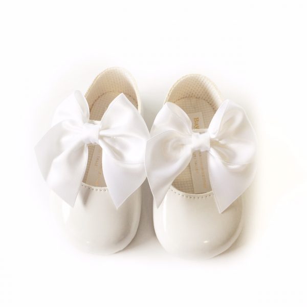 Baby Girls White Bow Soft Sole Shoes