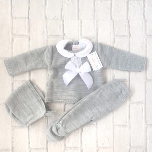 Grey Knitted Three Piece Set