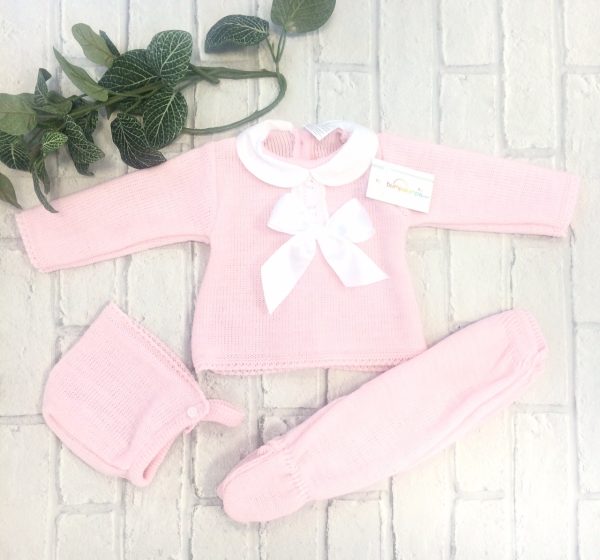 Newborn Baby Girls Pink Three Piece Set