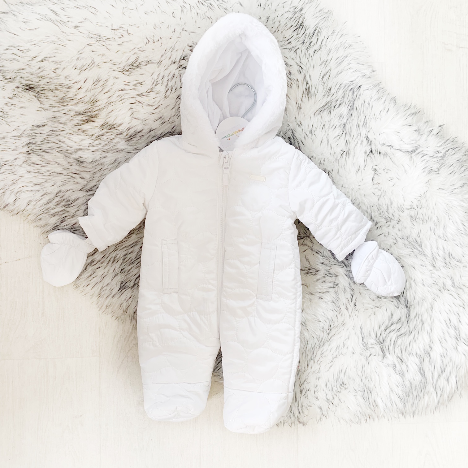Unisex Baby White Snowsuit | Baby White Snowsuit | Bumpalumpa.com
