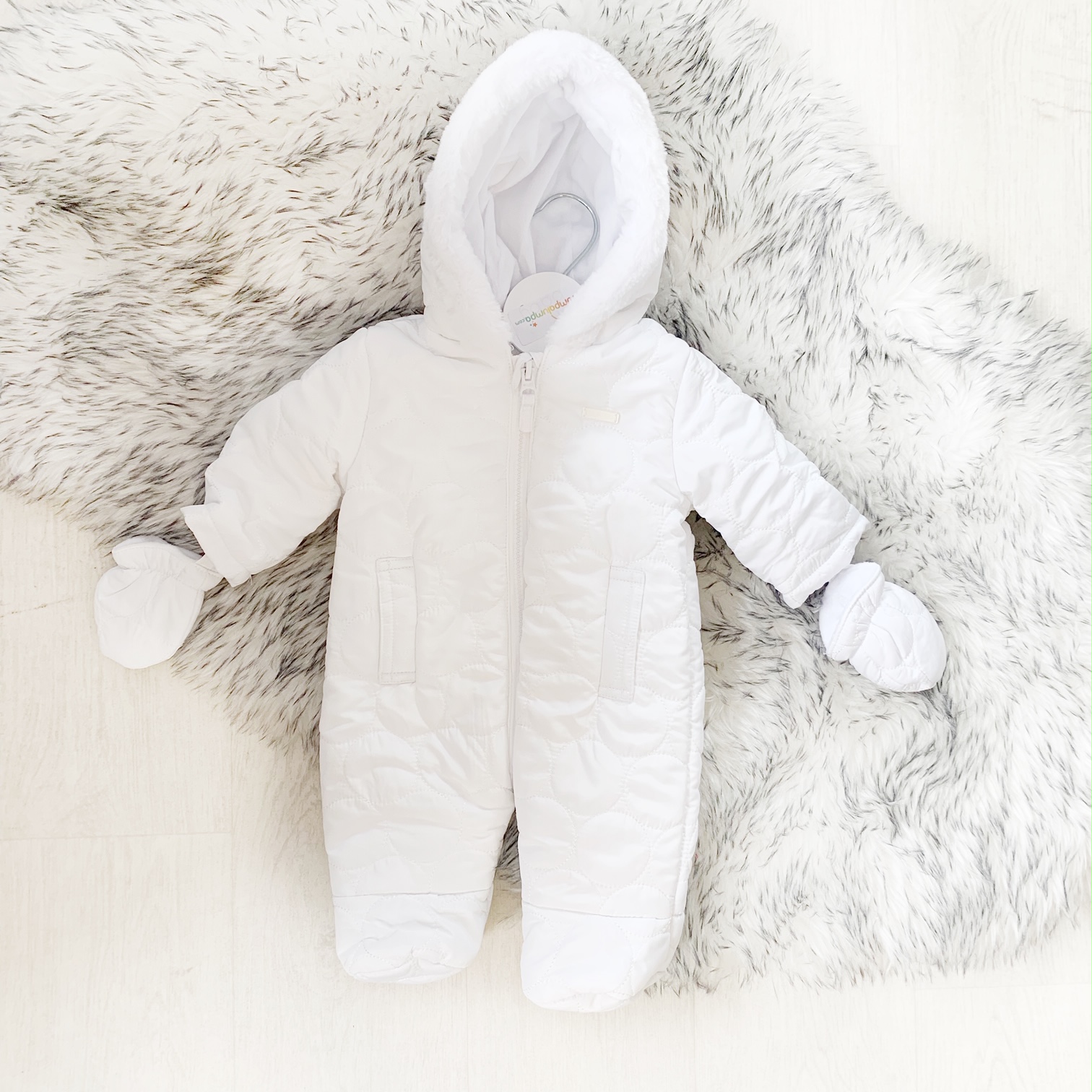 Unisex Baby White Snowsuit Baby White Snowsuit