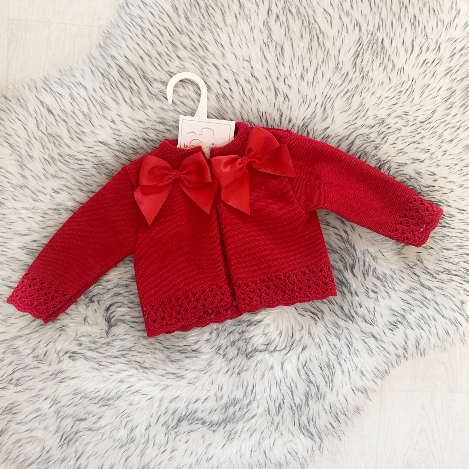 Baby Girls Red Cardigan with Bows