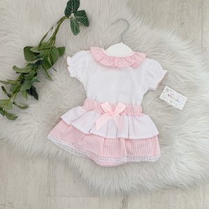 Baby Girls Pink & White Stripe Outfit