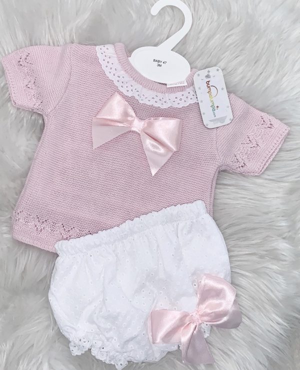 Baby Girls Pink & White Top & Shorts Set