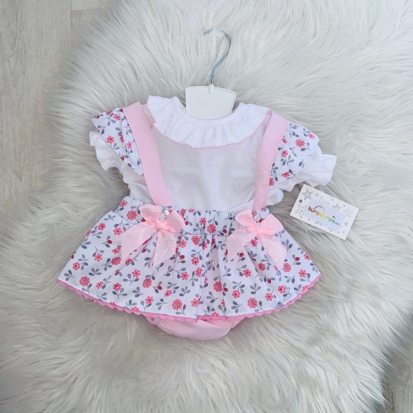 Baby Girls Pink Floral Dungaree & Top