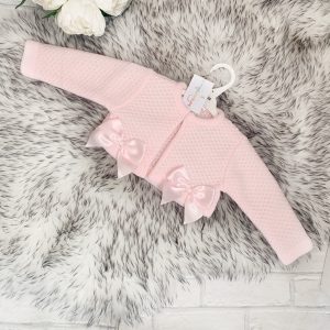 INFANTS PINK TIGHTS WITH SATIN BOW