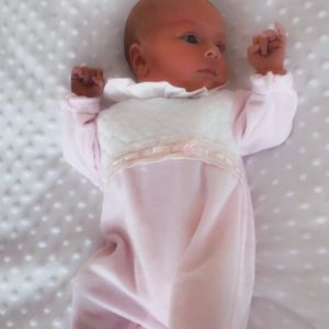 Baby Girls Soft Pink & Ivory Babygrow