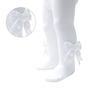 White Baby Tights with Satin Bow