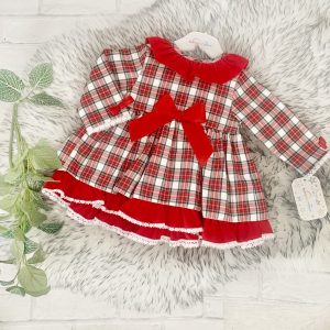 Baby Girls Red Tartan Dress with Frills
