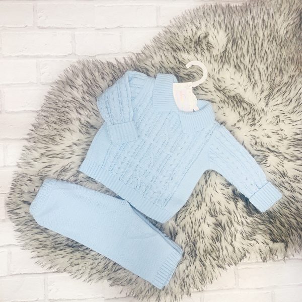 Baby Boy Blue knitted Jumper & Trousers