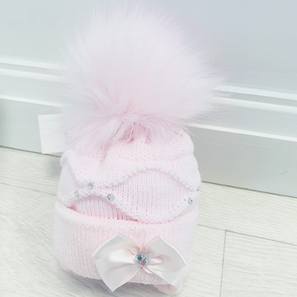 Baby Girls Pink Pom Pom Hat Ballerina