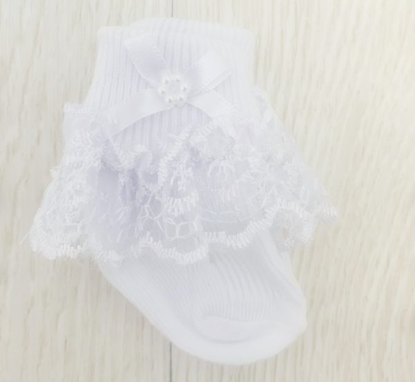 Close Up Baby Girls White Lace Ankle Socks