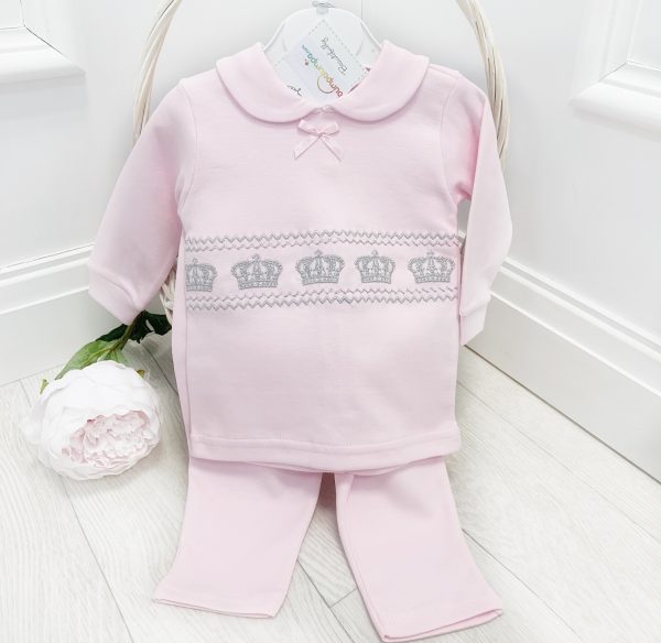 Baby Girls Crown Top & Trousers Set