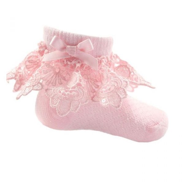 Baby Girls Pink Lace Ankle Socks