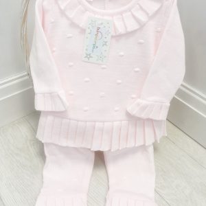 Baby Girls Pink Knitted Jumper & Trousers Set