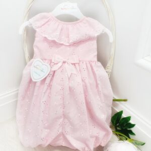 Baby Girls Pink Broderie Anglaise Romper Suit