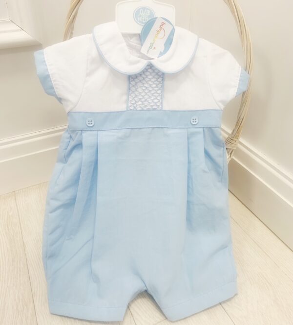Baby Boys Blue & White Traditional Romper