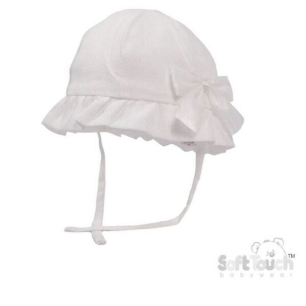 Baby Girls White Tie Sun Hat