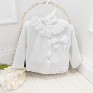 Baby Girls White Cardigan with Bow