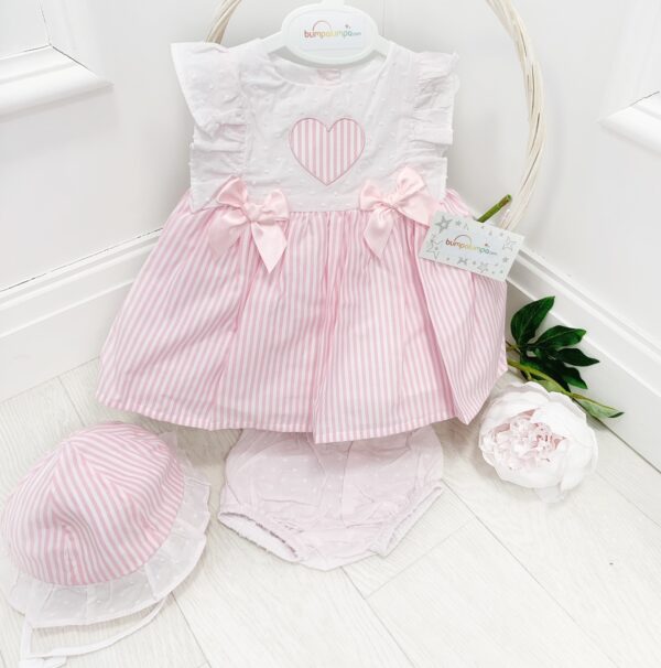 Baby Girls Pink Stripe Summer Dress Set