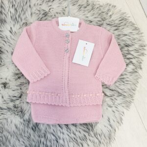Baby Girls Dusty Pink Cardigan & Shorts Set