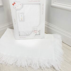 White Baby Shawl with Tassels