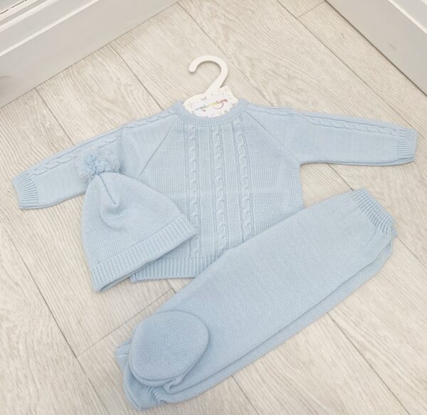 Baby Boys Knitted Blue Top & Trousers Set