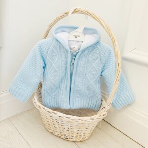 Baby Boys Blue Knitted Jacket with Hood